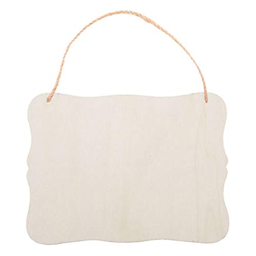 JANOU 3pcs Unfinished Wood Sign Blank Hanging Wooden Plaque DIY Craft Project Wood Sign with Rope Door Wall Art Decorative, Style 3, 9x6.5'' JANOU