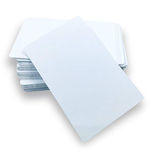 ebamaz 50pcs Thick 0.45mm Sublimation Metal Business Cards Aluminum Blanks 3.4x2.1X0.018 inch for Color Print Laser Engrave (Pearl White) ebamaz