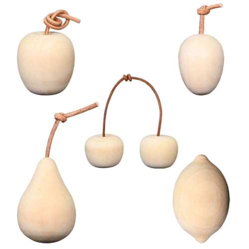Artibetter 5pcs Unfinished Wooden Peg Dolls Unpainted Pear Apple Lemon Cherry Figure Wooden Fruits Decoration for Craft Thanksgiving Christmas Home ARTIBETTER