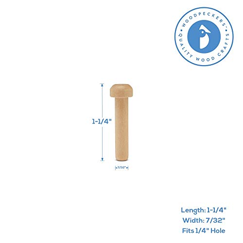 Wood Axle Pegs 1-1/4-inch, Pack of 25 Mini Wooden Peg for Wood Train Craft, Fits 1/4-inch Hole Wooden Wheels for Crafts, by Woodpeckers Woodpeckers