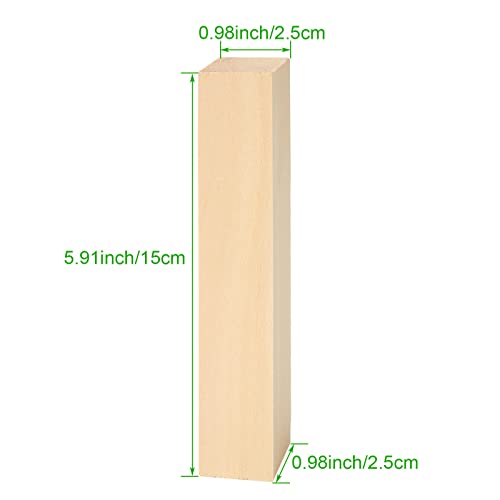 ACXFOND 40PCS Basswood Carving Blocks, 6x1x1 inch Unfinished Wood Blocks for Crafts, Unfinished Wood Squares Wooden Blocks for Arts and Crafts ACXFOND