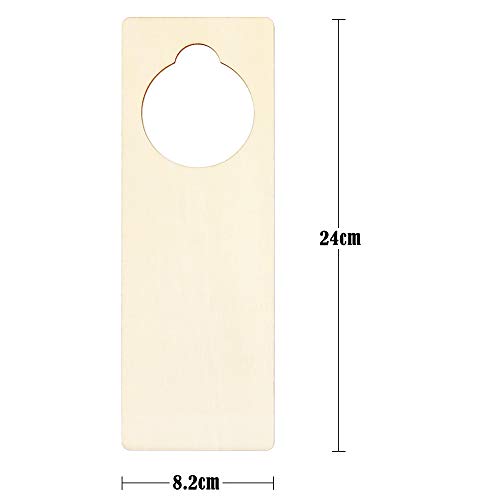 BILLIOTEAM 16 PCS Unfinished Wood Door Knob Hangers,Blank Natural Wooden Door Knob Signs for DIY Craft,Home Hotel Office Decoration(9.5" x 3.25" x BILLIOTEAM