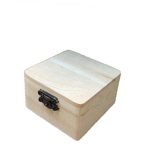 TEHAUX 3 Pcs Unfinished Wood Treasure Chest Memory Chest Wooden Jewelry Case Wooden Case with Antique Jewelry Organizer Unfinished Wooden Case Lock TEHAUX