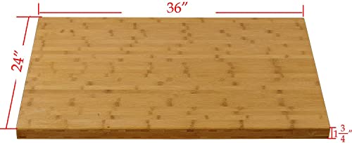 Home Soft Things Eco-Friendly Natural Bamboo Thick Tabletop Parallel Pressure 36" x 24" x 1.75" H Rectangular Rustic Solid Wood Slab Desk Table Top Home Soft Things