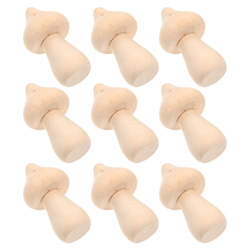 COHEALI 10pcs Wooden Mushroom Balnk Mushroom Model Unfinished Wood Toy Wooden Peg Dolls Unpainted Wood Figures Mushroom Toys Dining Table Decor COHEALI