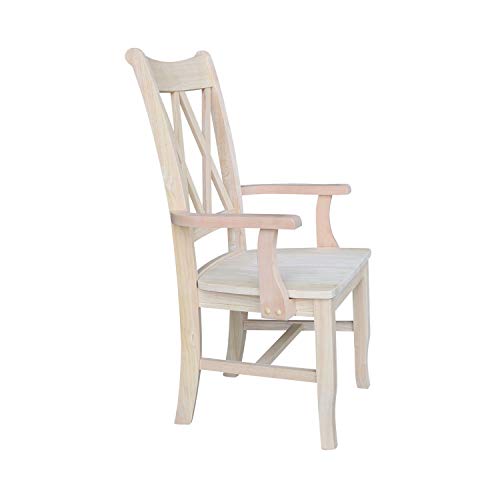IC International Concepts Double X-Back Arms Chairs, Dining Height, Unfinished IC International Concepts