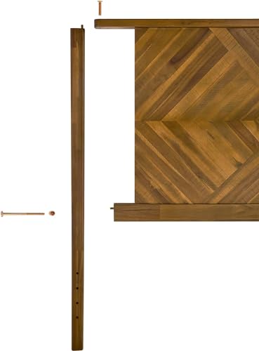 Bme Ethan King Wood Headboard - Rustic Dark Brown Acacia with Herringbone Design for King or Queen Beds Bme