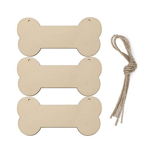 Dog Bone Hanging Wood,Unfinished Sign Blank Hanging Wood DIY 3pcs Samanter