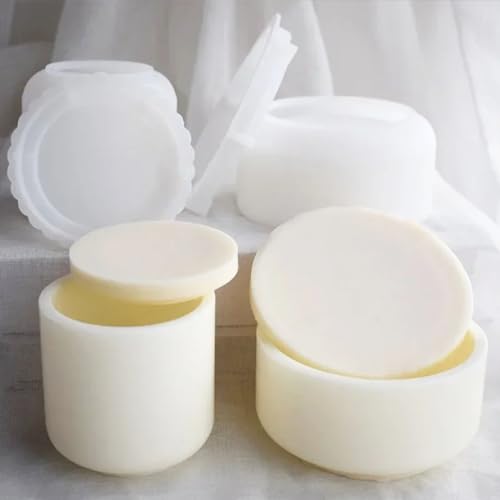 2 PCS Large Jar Resin Mold with Lid Silicone Resin Box Mold, Creative Silicone Pot Molds, for Epoxy Resin Jewelry Trinket Candle Holder Organizer GeoGeoDIY