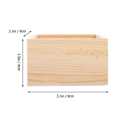 Yardwe 4Pcs Wooden Box, Unfinished Small Square Wooden Box, Rustic Wooden Box, Organizer Container for DIY Crafts, Collectibles, Succulents, Desktop Yardwe