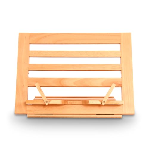 Premium Beechwood Wooden Table Easel and Cookbook Recipe Bookstand - Portable and Foldable Tabletop Art Easel with Flip-Up Page Holders, Adjustable ARTISTIK