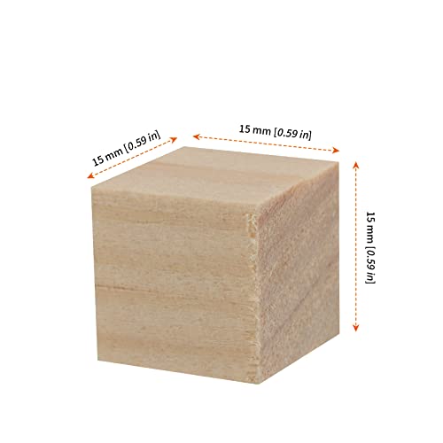 HOZEON 500 PCS 1/2 Inch Wooden Cubes, Natural Unfinished Wood Blocks, Small Wood Square Blocks for Crafts, Painting, Puzzle Making, Decorating, DIY HOZEON