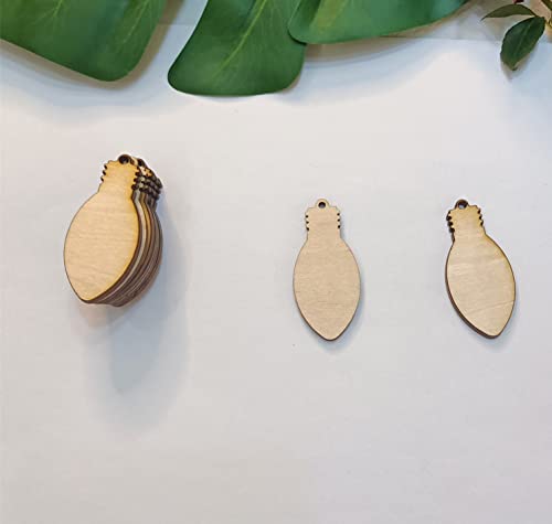 30pcs of Christmas Lights Dangle Earrings Sublimation Blank,Unfinished Wooden Light Bulb Wooden Slices Blank Christmas Wooden Hanging Decor (2'') Yuxuanish