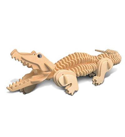 Puzzled 3D Puzzle Alligator Wood Craft Construction Model Kit, Fun, Unique & Educational DIY Wooden Toy Assemble Model Unfinished Crafting Hobby