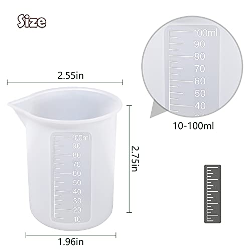 Moukiween 10pcs Silicone Measuring Cups for Resin,100ml Mixing Cups for Resin DIY Craft Jewelry Making Paint Pouring Cup, Non-Stick Clearer Precise Moukiween