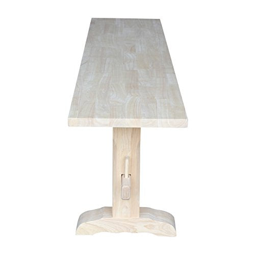 International Concepts Unfinished Solid Hardwood Trestle Bench with Butcher Block Surface for Residential Use, 72"W x 14"D x 17.63"H; Entryway, IC International Concepts