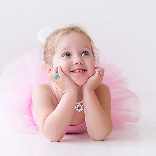 WATINC 42Pcs Princess Pretend Jewelry Toy Girl’s Jewelry Dress Up Play Set Included Blue Shiny Handbag Necklaces Adjustable Diamond Rings Bracelets WATINC