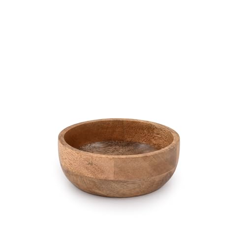 Samhita Mango Wood Round bowl Perfect for Nuts, Candy, Appetizer, Snacks, Olive and Salsa. Looks Absolutely Beautiful With Your Kitchen Setting. (5" Samhita