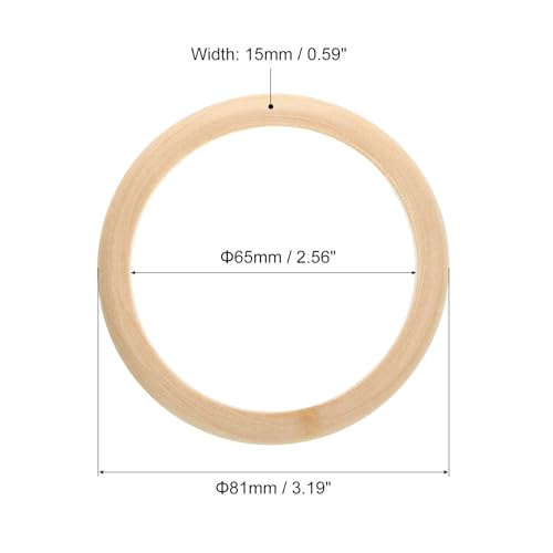 uxcell Wooden Bangle Bracelet, 6Pcs 81mm - Log Retro Macrame Rings, Unfinished Smooth Wood Circle, Wooden Rings for Crafts, Jewelry, DIY Making, Home uxcell