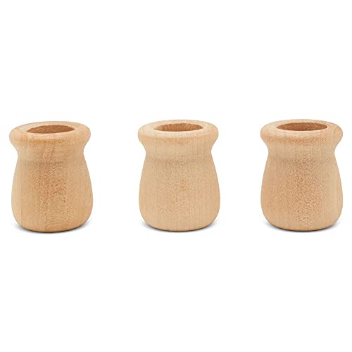 Bean Pot Candle Cups, 1-5/16 Inch, 5/8 Inch Hole, Pack of 25 Unfinished Wood Candle Holders, Wood Turnings for Crafts, by Woodpeckers Woodpeckers