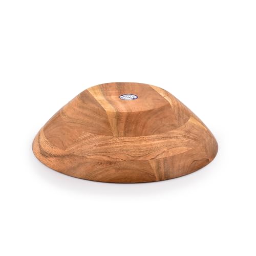 Samhita Acacia Wood Serving Bowl, Fruit Bowl, Friendly and Perfect for Salad, Vegetables and Fruit,Single Salad Bowl (10" x 10" x 3") Samhita