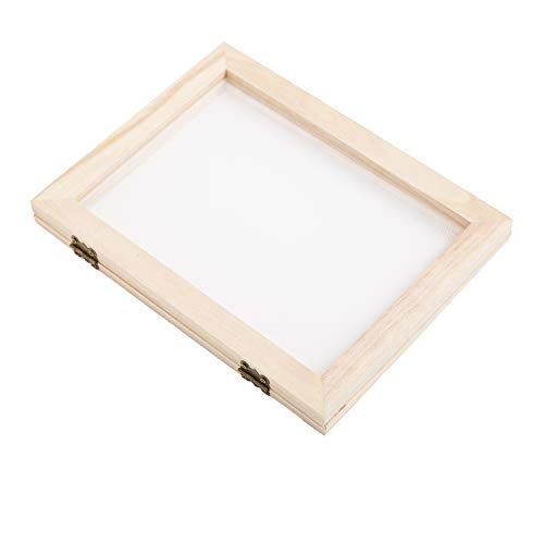 Eage Paper Making Screen Frame, A5 Size 7.5 x 9.8 Inch Wooden Papermaking Mould Kit for DIY Paper Craft and Dried Flower Handcraft Eage