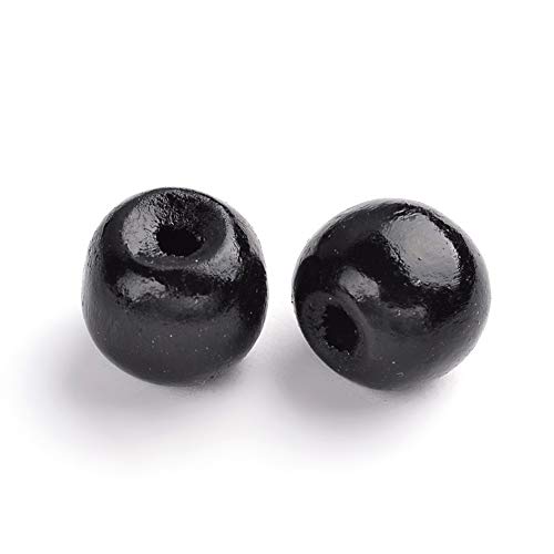 Craftdady 100Pcs Natural Round Wood Ball Spacer Beads 12mm Black Color Round Wood Charm Loose Beads for DIY Jewelry Craft Making with 3mm Hole Craftdady