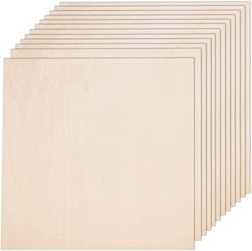 12 Pack 12 x 12 x 1/16 Inch-2 mm Thick Basswood Sheets for Crafts Unfinished Plywood Sheet Square Craft Wood Sheet Boards for DIY Projects, AWIZOM