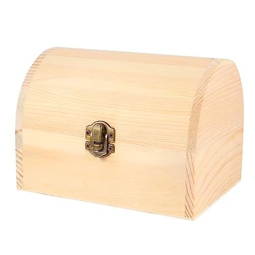 MAGICLULU 1pc Pirate Treasure Chest Wooden Box Unfinished Wood Crates Kids Toys Small Treasure Chest Decorative Lock Case Chest Treasure Case Wood MAGICLULU