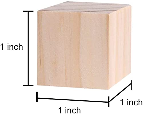 William Craft 130 Pcs 1 inch Natural Solid Cube Wooden Unfinished Craft Wood Blocks Wood Cubes for DIY Craft Gifts (130pcs) William Craft