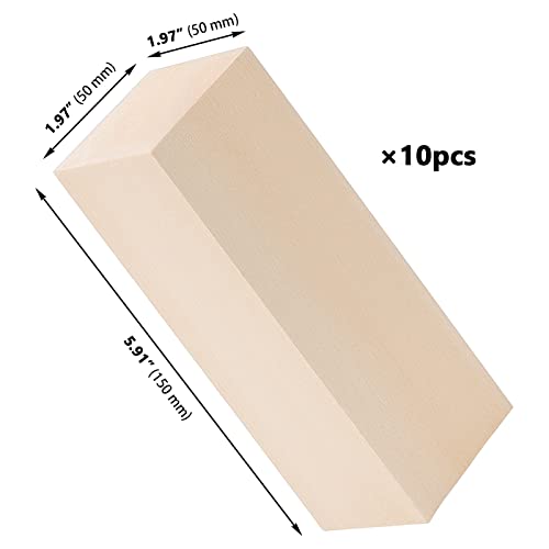 ZOENHOU 10 PCS 6 x 2 x 2 Inches Basswood Carving Blocks, Premium Unfinished Carving Wood Whittling Blocks Kit, Balsa Wood Blocks for Crafting ZOENHOU