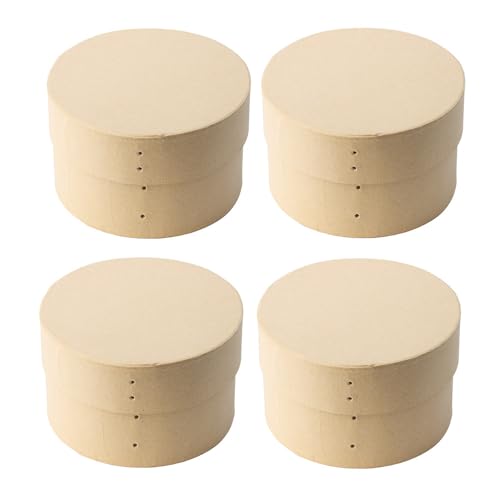 Factory Direct Craft Pack of 4 Paper Mache Round Shaker Style Boxes - Premade Unfinished Papier Mache Cardboard Shaker Boxes Imitate an Old Fashion Factory Direct Craft