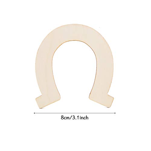 48 Pcs Horseshoe Unfinished Wood Cutouts Wooden Horseshoe for DIY Craft, Party,Wedding and Birthday Apol