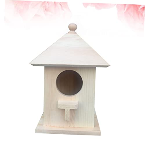 Yardwe 2 Pcs Birdhouse Making Kit Hand Decor Unfinished Wood Birdhouse Kits Bird House for Crafts Hanging Bird House Decor DIY Bird House Log Cabin Yardwe