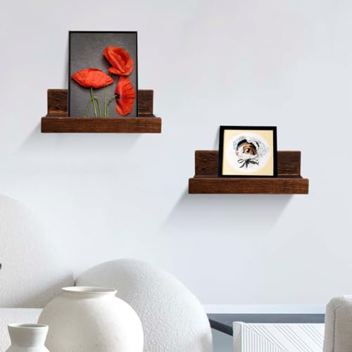 Z metnal Mini Floating Shelves, Small Natural Wooden Display Wall Shelf for Picture Ledge, Pawlownia, Wall Mounted, 8 x 5.5inch, 2 Pack Z metnal