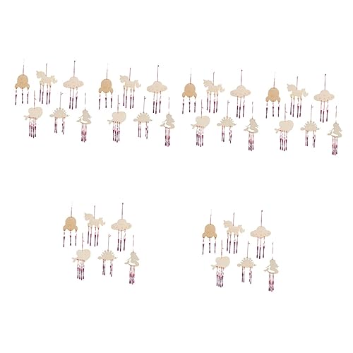 Yardwe 36 Sets DIY Wooden Wind Chime Wooden Hanging Wind Chimes Unfinished Wind Chimes Kids Art Toys Animal Wind Bell DIY Wood Wind Chimes Build Wind Yardwe