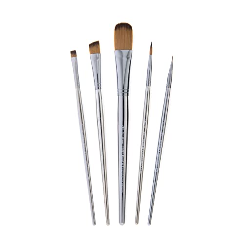 Royal & Langnickel Zen 5pc Standard Handle Brush Set, Includes - Oval Wash, Angular, Round, Chisel & Liner Brushes Royal & Langnickel
