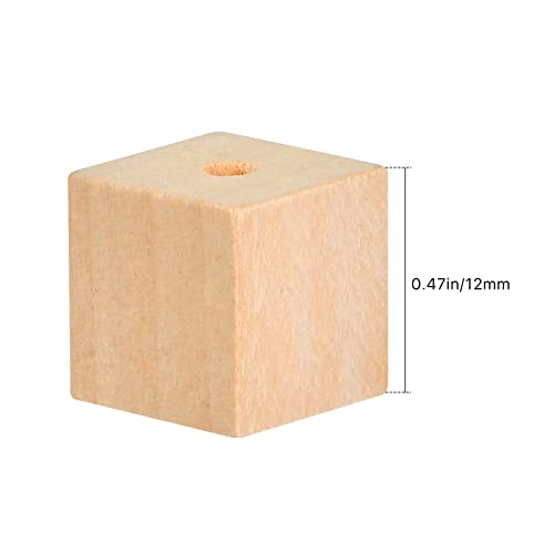 Supkiir Wood Craft Cubes, 100Pcs Wooden Craft Blocks with Holes, Unfinished Wood Cubes for DIY Projects Craft Alphabet Blocks, Small Wooden Square Supkiir