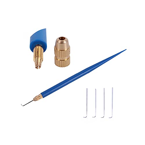 YANTAISIYU 4 Pcs Ventilating Needles for Lace Wig + 1 Blue Holder Ventilating Needle Kit for Wig Making YANTAISIYU