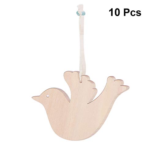 Vosarea 10pcs Wooden Bird Hanging Ornaments Christmas Tree Decoration DIY Crafts Bird Hanging Decoration for Christmas Wedding Door Window Home VOSAREA