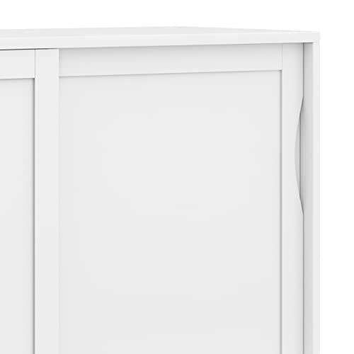 SIMPLIHOME Harper SOLID HARDWOOD 48 Inch Wide Mid Century Modern Medium Storage Cabinet in White, For the Living Room, Entryway and Family Room SIMPLIHOME