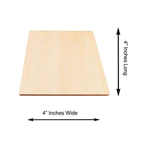 50 Pack Unfinished Wood Square Blank Pieces Natural Wooden Slices for Arts & Crafts, Painting DIY Decorations, Burning & Staining (4" Inch) Super Z Outlet