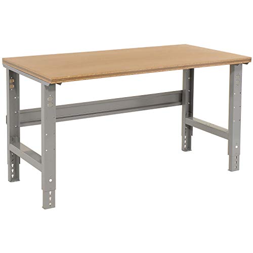 Global Industrial Adjustable Height Workbench C-Channel Leg, 72" W x 30" D, 1-1/2" Shop Top Square Edge, Gray Global Industrial