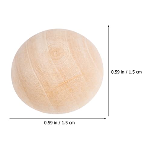 Milisten 200Pcs Half Round Wooden Beads Unfinished Wood Christmas Beads Half Beads Half Craft Balls Wood Half Balls Wooden Half Sphere Wooden Beads Milisten