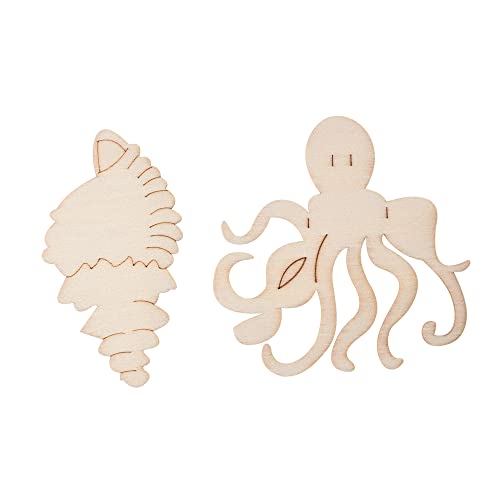 48PCS Unfinished Wood Ocean Animal Cutouts for Kids,Wooden Painting Bulk Crafts for Kids to Paint,Sea Animal Life Cutouts for Home Decoration DIY QDXATIVP