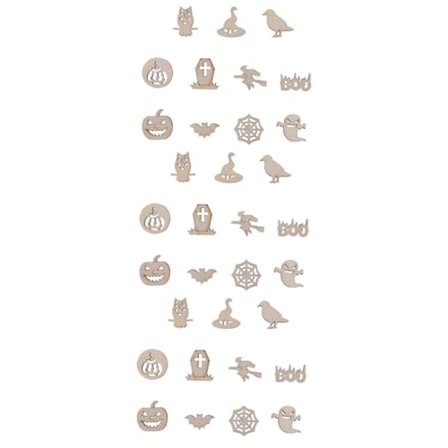 VILLCASE 300 Pcs Child Festive Unfinished Graffiti Wooden Chip Paper Cut Decorations Wood Chips Halloween Graffiti Sawdust Wood Embellishments for VILLCASE