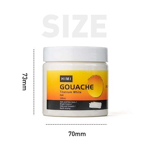 HIMI Gouache Refill Paints,White Color(200 ml Bottles), Non Toxic Paint for Canvas and Paper, Art Supplies for Professionals, Students(White) HIMI