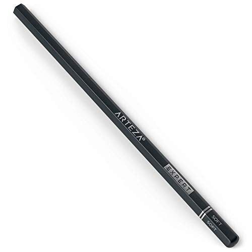 ARTEZA Charcoal Pencil Set, 3 Black Pencils – Soft, Medium, and Hard, and 1 White Pencil – Medium, Art Supplies for Drawing, Sketching & Shading ARTEZA
