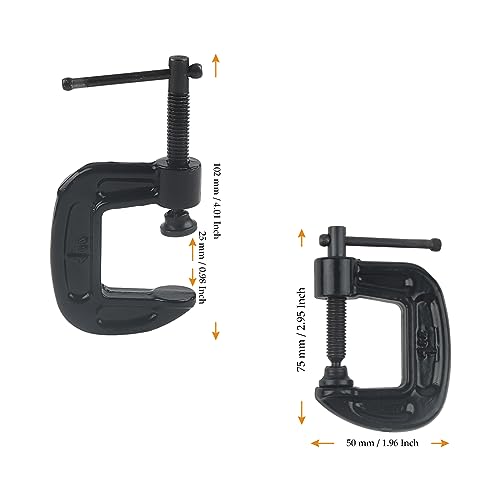 MUKCHAP 10 PCS 1 Inch C Clamp, Black Small C Clamps, Mini G Clamps for Woodworking, Metal Workpiece MUKCHAP