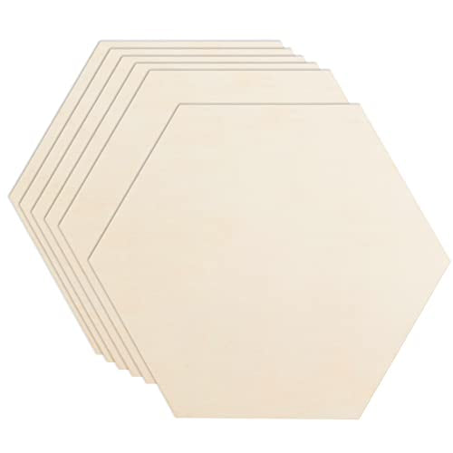 6 Pack Unfinished Wooden Hexagon Cutouts 12 x 10.2 Inch Wooden Hexagon Blanks Slices Natural Wood Hexagon Shape Plaque Board for DIY Crafts Painting AWIZOM